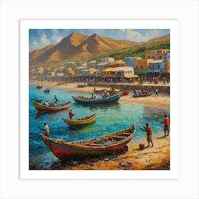 Fishing Boats On The Beach 1 Art Print