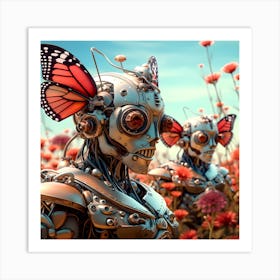 Artjuicebycsaba Cyborg Steampunk Butterflies And Ladybugs Over Art Print