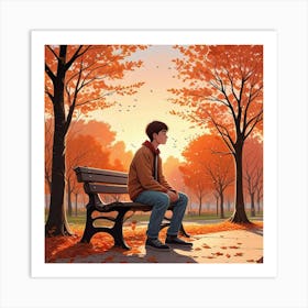 Alone Boy In Whimsical Scene Art Print (3) Art Print