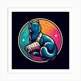 Cat With A Bandage Art Print