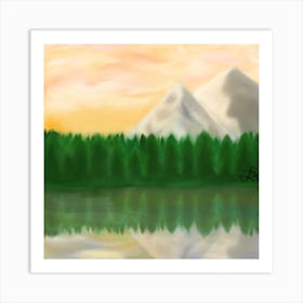 Mountains And The Lake Art Print