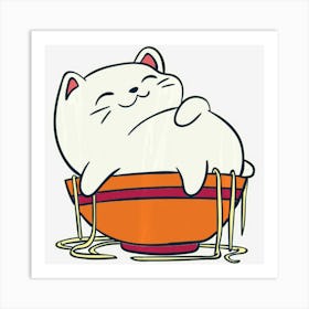 Trending Kawaii Anime Cat I Cat Eating Ramen Art Print