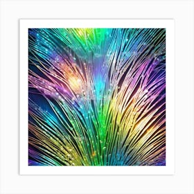 Abstract Rainbow Feathers Art Print