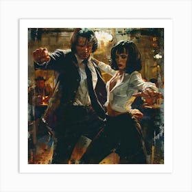 Pulp Fiction: Mia Wallace and Vincent Vega's twist contest at Jack Rabbit Slim's Scene Art Print