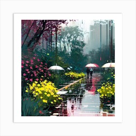 Rainy Day In The Park Art Print