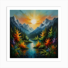 Sunset In The Mountains 1 Art Print