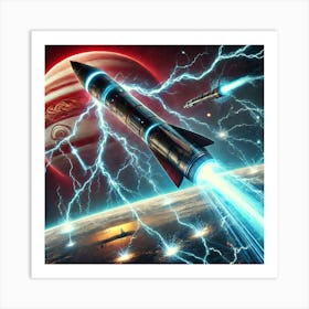 A Sci Fi Depiction Of Ion Storm Missiles Art Print