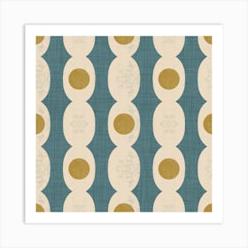 Retro Mod Geo Chain - Slate Blue - Mid Century Modern Art Print