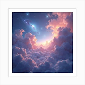 Ethereal Galaxies Painted In Soft Watercolor Tones 1 Art Print