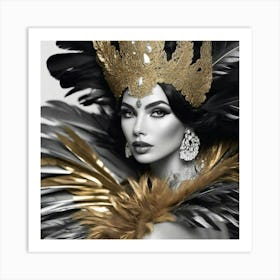 Carnival Woman In Feathers Art Print