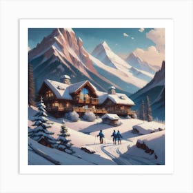 Snowy Alpine Retreat Art Print