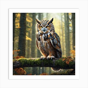 Owl In The Forest 201 Art Print