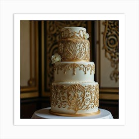 Gold Wedding Cake 1 Art Print