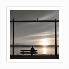 Sunset On A Bench 1 Art Print