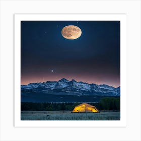 Full Moon In The Mountains Art Print