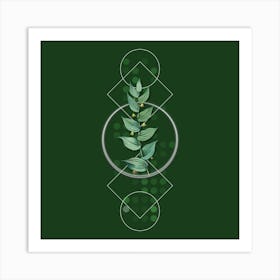 Vintage Twistedstalk Botanical with Geometric Line Motif and Dot Pattern n.0022 Art Print