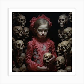 Girl Among Skulls Art Print