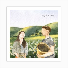 Couple In A Field Art Print