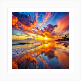 Sunset At The Beach Art Print