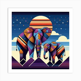 The Mountain Mighties Elephants Art Print