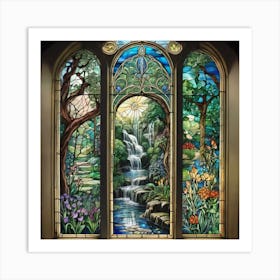 Waterfall Stained Glass Window Art Print