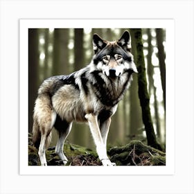 Wolf In The Woods 4 Art Print