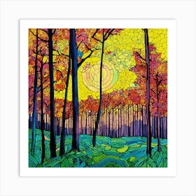 Autumn Forest, abstract painting 1 Art Print