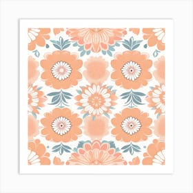 Peach Floral Pattern Art Print