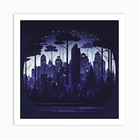 Cityscape At Night Art Print