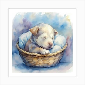 Puppy In A Basket Art Print