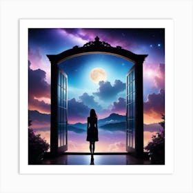 Dreaming Woman At The Door Art Print