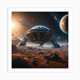 Spaceship In Space Art Print