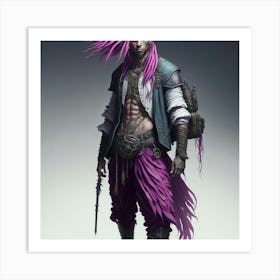 Warrior With Purple Hair Art Print