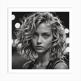 Portrait Of A Woman With Curly Hair Art Print