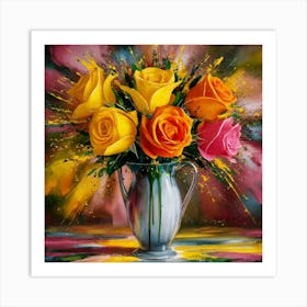 Roses In A Vase 7 Art Print