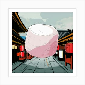 An Illustration Of A Marshmallow Floatin Qoq3lc4xrswl3stw1pgxyq Ata6 Zfbrw2n5ihu6vfr W Art Print