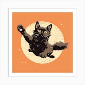 Black Cat Flying 1 Art Print