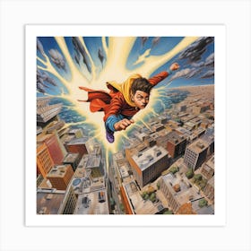 Superman Flying Art Print