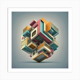 3d Cubes Art Print