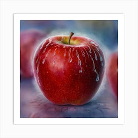 Red Apples With Drops Of Water Art Print