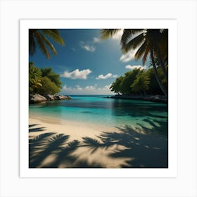 Tropical Beach With Palm Trees Art Print