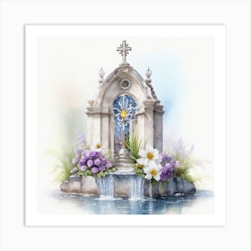 Fountain Of Flowers Art Print