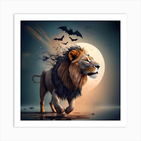 Lion With Bats Art Print