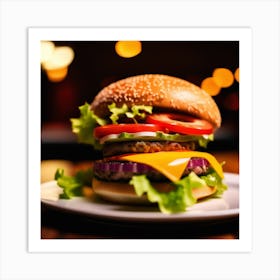 Burger On A Plate 1 Art Print