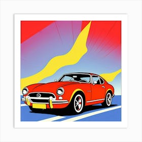 Red Sports Car with Urban Pop Art Flair Art Print