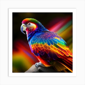 A Colorful Glow Photoreal Paint Of A Rainbow Lorikeet Art Print