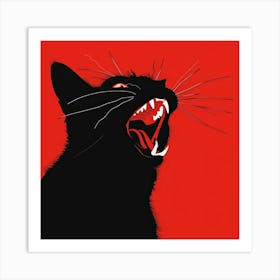 Black Cat Roaring 4 Art Print