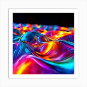 3d Light Colors Holographic Abstract Future Movement Shapes Dynamic Vibrant Flowing Lumi (15) Art Print