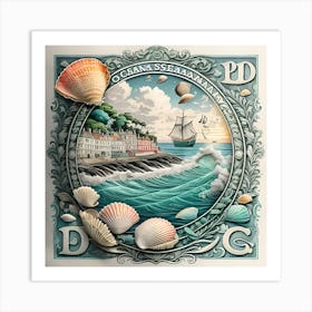 Sea Scape And Ship Vintage Art Print