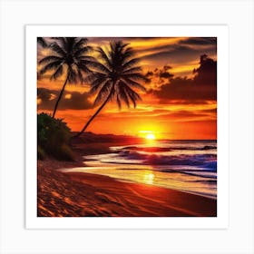 Sunset On The Beach 318 Art Print